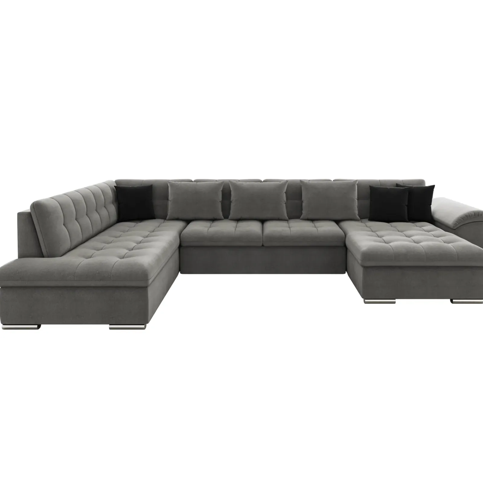 Garnero Arredamenti Divani Panoramici|Divani Angolari-Divano letto angolare sinistra 5 posti 350x205cm grigio Agliana Tessuto Vellutato Manila Grigio Nero