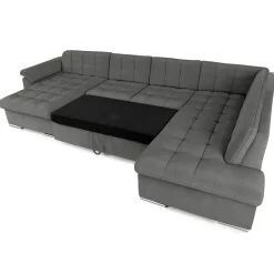 Garnero Arredamenti Divani Panoramici|Divani Angolari-Divano letto angolare sinistra 5 posti 350x205cm grigio Agliana Tessuto Vellutato Manila Grigio Nero