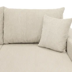 Garnero Arredamenti Divani Panoramici|Divani Angolari-Divano letto angolare velluto a coste beige 304x140cm con contenitore Assunta Velluto Poso Beige