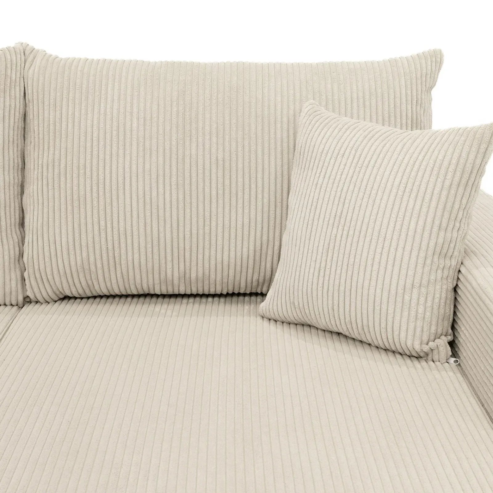 Garnero Arredamenti Divani Panoramici|Divani Angolari-Divano letto angolare velluto a coste beige 304x140cm con contenitore Assunta Velluto Poso Beige