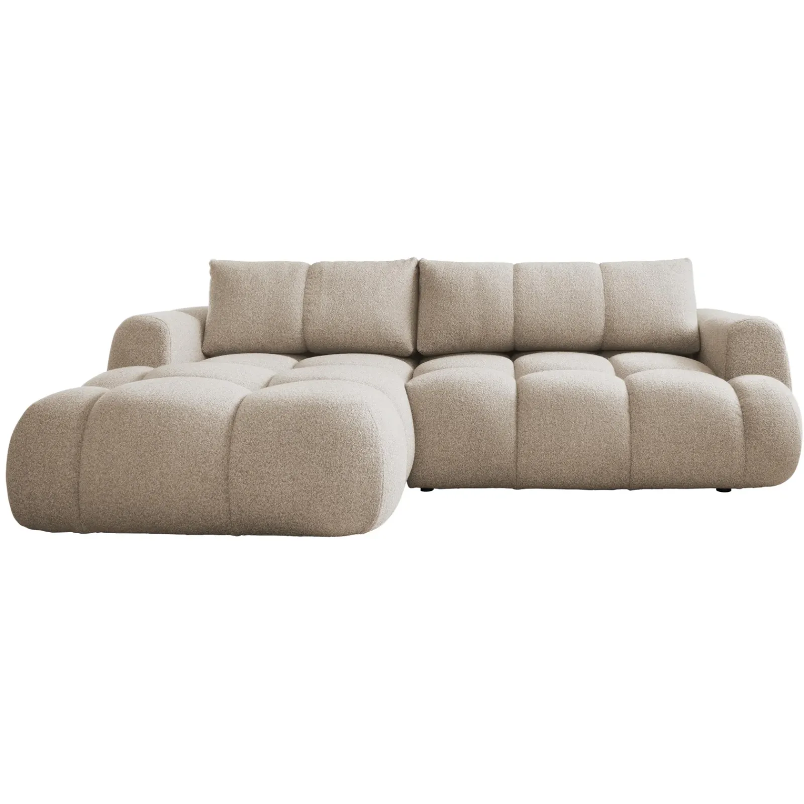 Garnero Arredamenti Divani Angolari|Divani Letto-Divano letto con angolo a sinistra 4 posti 270x173cm con contenitore Litos Tessuto Bouclé Beige