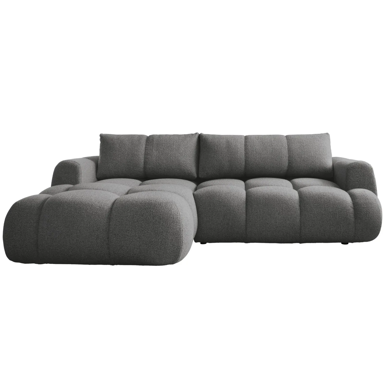 Garnero Arredamenti Divani Angolari|Divani Letto-Divano letto con angolo a sinistra 4 posti 270x173cm con contenitore Litos Tessuto Bouclé Grigio Scuro