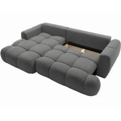 Garnero Arredamenti Divani Angolari|Divani Letto-Divano letto con angolo a sinistra 4 posti 270x173cm con contenitore Litos Tessuto Bouclé Grigio Scuro