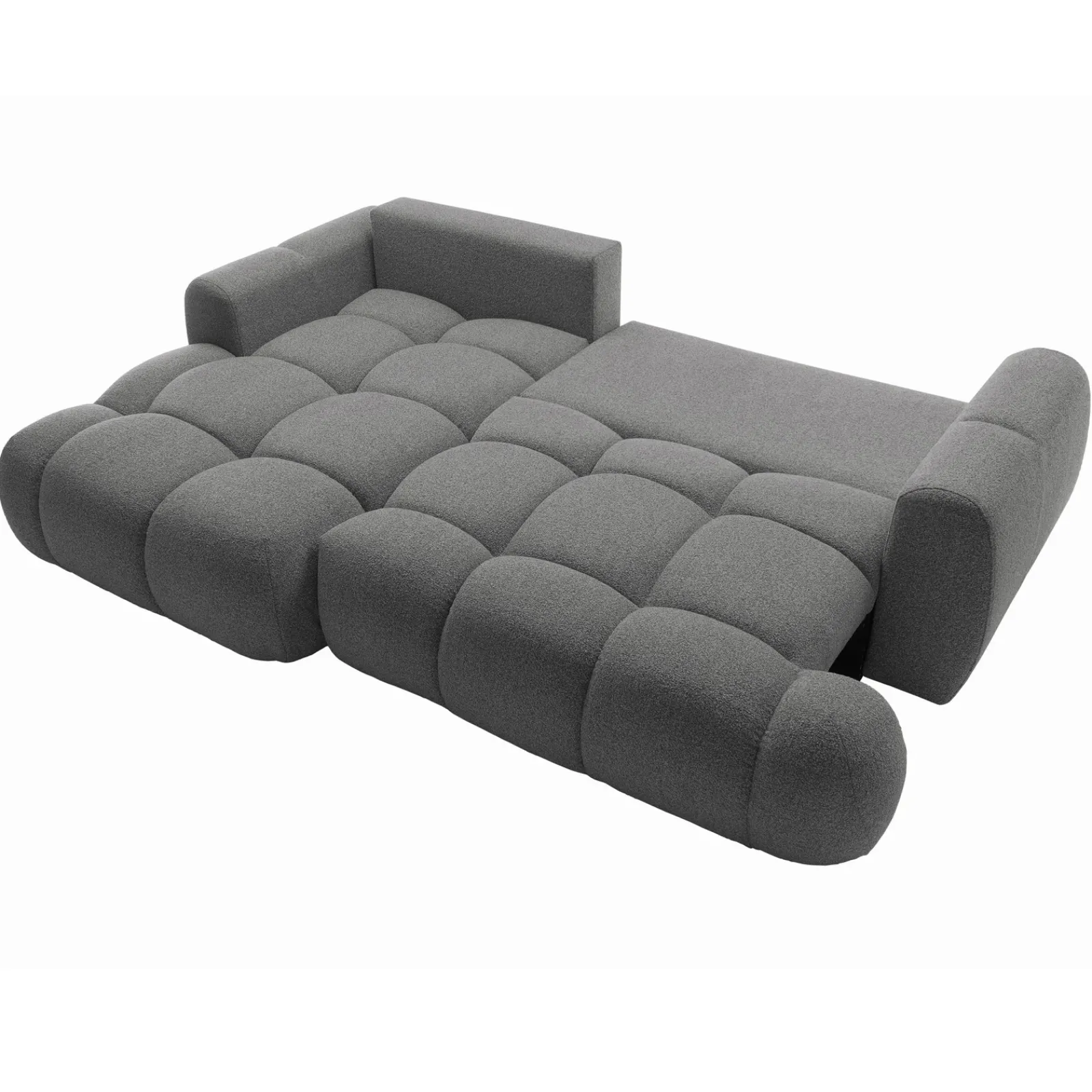 Garnero Arredamenti Divani Angolari|Divani Letto-Divano letto con angolo a sinistra 4 posti 270x173cm con contenitore Litos Tessuto Bouclé Grigio Scuro