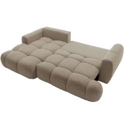 Garnero Arredamenti Divani Angolari|Divani Letto-Divano letto con angolo a sinistra 4 posti 270x173cm con contenitore tessuto bouclé marrone chiaro Litos Tessuto Bouclè Marrone Chiaro