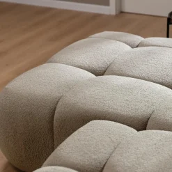 Garnero Arredamenti Divani Angolari|Divani Letto-Divano letto con angolo a sinistra 4 posti 270x173cm con contenitore tessuto bouclé marrone chiaro Litos Tessuto Bouclè Marrone Chiaro