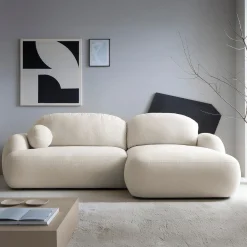 Garnero Arredamenti Divani Angolari|Divani Letto-Divano letto con angolo a destra 4 posti 275x175cm con contenitore imbottito beige Aurum