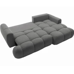 Garnero Arredamenti Divani Angolari|Divani Letto-Divano letto con angolo a destra 4 posti 270x173cm con contenitore Litos Tessuto Bouclé Grigio Scuro