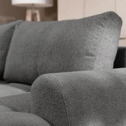 Garnero Arredamenti Divani Angolari|Divani Letto-Divano letto con angolo a destra 4 posti 270x173cm con contenitore Litos Tessuto Bouclé Grigio Scuro