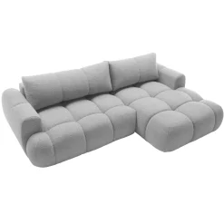 Garnero Arredamenti Divani Angolari|Divani Letto-Divano letto con angolo a destra 4 posti 270x173cm con contenitore Litos Tessuto Bouclé Grigio chiaro