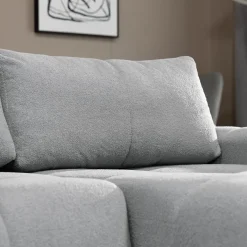 Garnero Arredamenti Divani Angolari|Divani Letto-Divano letto con angolo a destra 4 posti 270x173cm con contenitore Litos Tessuto Bouclé Grigio chiaro