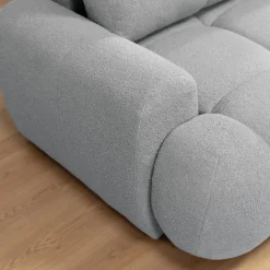 Garnero Arredamenti Divani Angolari|Divani Letto-Divano letto con angolo a destra 4 posti 270x173cm con contenitore Litos Tessuto Bouclé Grigio chiaro