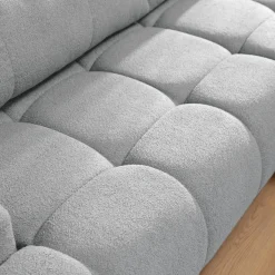 Garnero Arredamenti Divani Angolari|Divani Letto-Divano letto con angolo a destra 4 posti 270x173cm con contenitore Litos Tessuto Bouclé Grigio chiaro