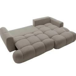 Garnero Arredamenti Divani Angolari|Divani Letto-Divano letto con angolo a destra 4 posti 270x173cm con contenitore Litos Tessuto Bouclé Grigio Tortora
