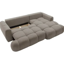 Garnero Arredamenti Divani Angolari|Divani Letto-Divano letto con angolo a destra 4 posti 270x173cm con contenitore Litos Tessuto Bouclé Grigio Tortora