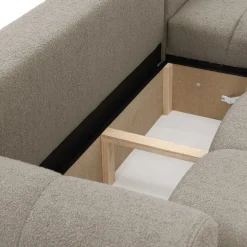 Garnero Arredamenti Divani Angolari|Divani Letto-Divano letto con angolo a destra 4 posti 270x173cm con contenitore Litos Tessuto Bouclé Grigio Tortora