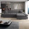 Garnero Arredamenti Divani Angolari|Divani Letto-Divano letto con angolo a destra 4 posti 278x161cm contenitore grigio Zenia