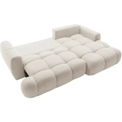 Garnero Arredamenti Divani Angolari|Divani Letto-Divano letto con angolo a destra 4 posti 270x173cm con contenitore Litos Tessuto Bouclé Bianco Crema