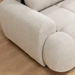 Garnero Arredamenti Divani Angolari|Divani Letto-Divano letto con angolo a destra 4 posti 270x173cm con contenitore Litos Tessuto Bouclé Bianco Crema