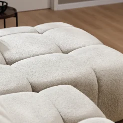 Garnero Arredamenti Divani Angolari|Divani Letto-Divano letto con angolo a destra 4 posti 270x173cm con contenitore Litos Tessuto Bouclé Bianco Crema