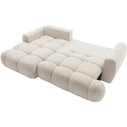 Garnero Arredamenti Divani Angolari|Divani Letto-Divano letto con angolo a sinistra 4 posti 270x173cm con contenitore Litos Tessuto Bouclé Bianco Crema
