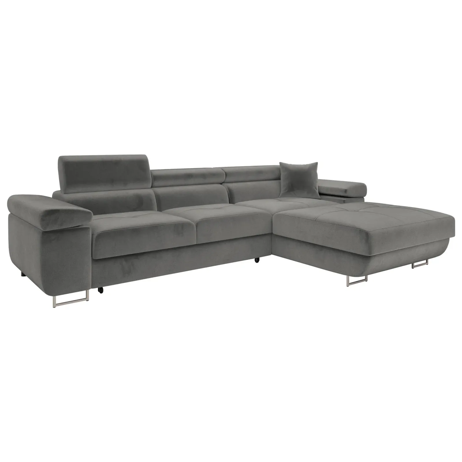 Garnero Arredamenti Divani Angolari|Divani Letto-Divano letto con angolo a sinistra 4 posti 280x170cm box contenitore velluto grigio Elvio Tessuto Vellutato Manila Grigio