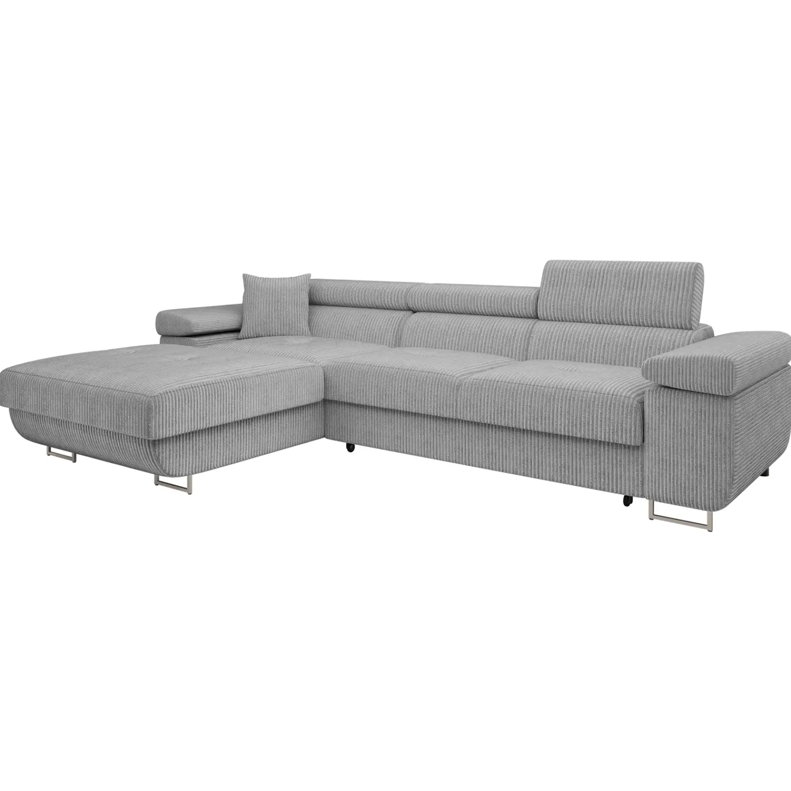 Garnero Arredamenti Divani Angolari|Divani Letto-Divano letto con angolo a sinistra 4 posti 280x170cm box contenitore a coste grigio Elvio Velluto a Coste Poso Grigio