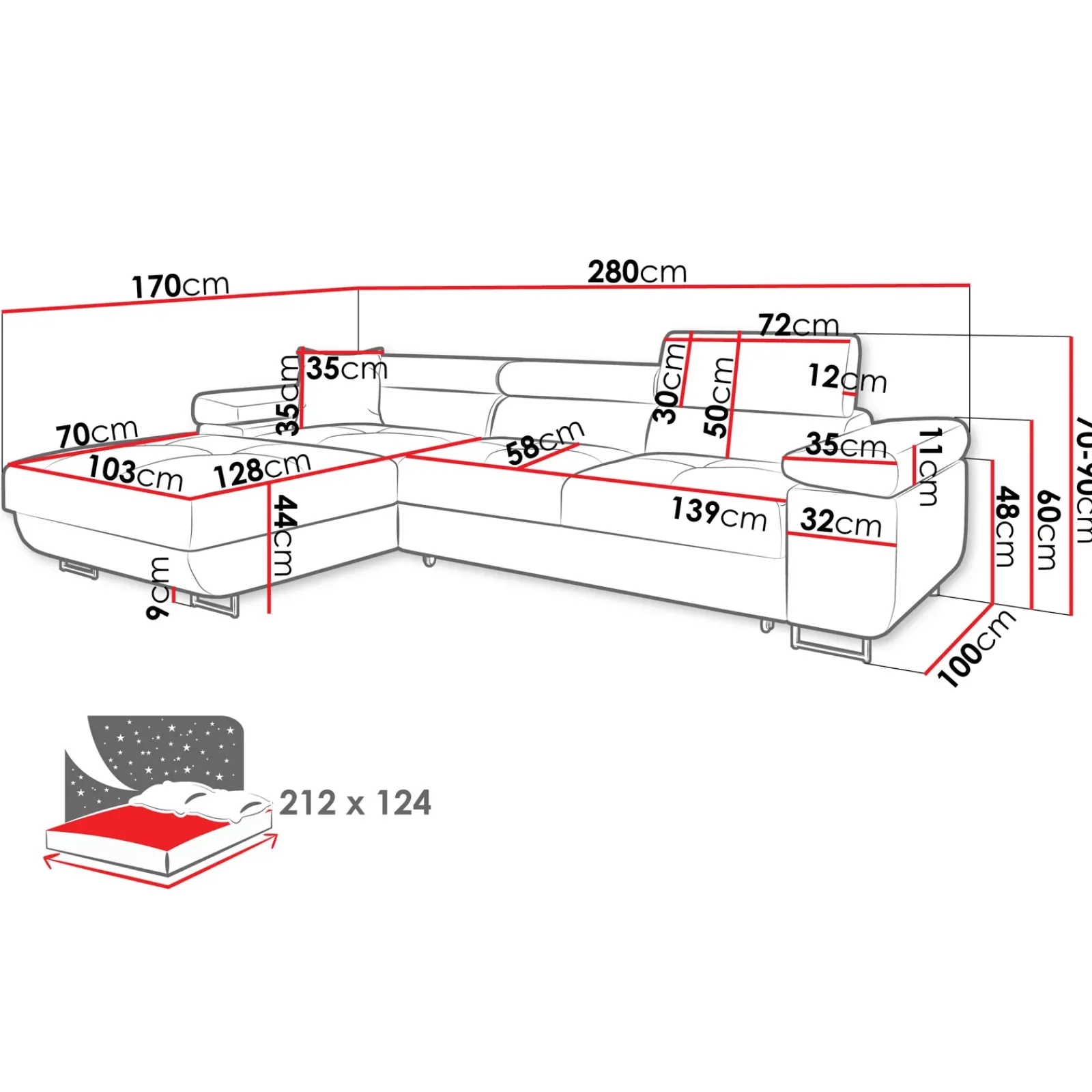 Garnero Arredamenti Divani Angolari|Divani Letto-Divano letto con angolo a sinistra 4 posti 280x170cm box contenitore a coste grigio Elvio Velluto a Coste Poso Grigio