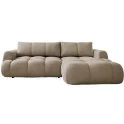 Garnero Arredamenti Divani Angolari|Divani Letto-Divano letto con angolo a destra 4 posti 270x173cm con contenitore tessuto bouclé marrone chiaro Litos Tessuto Bouclè Marrone Chiaro