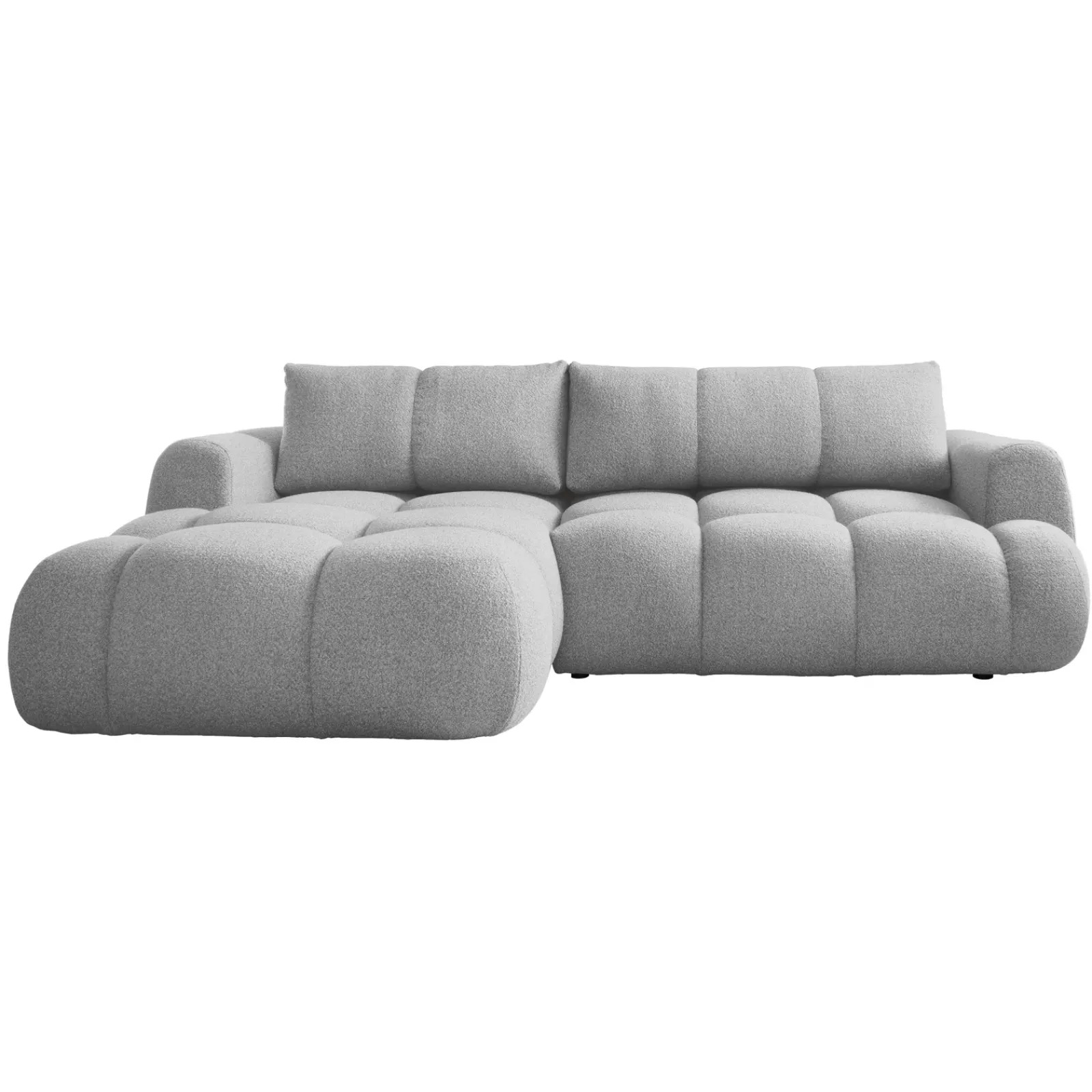 Garnero Arredamenti Divani Angolari|Divani Letto-Divano letto con angolo a sinistra 4 posti 270x173cm con contenitore Litos Tessuto Bouclé Grigio chiaro