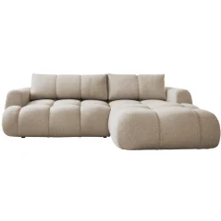 Garnero Arredamenti Divani Angolari|Divani Letto-Divano letto con angolo a destra 4 posti 270x173cm con contenitore Litos Tessuto Bouclé Beige