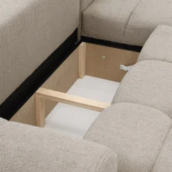 Garnero Arredamenti Divani Angolari|Divani Letto-Divano letto con angolo a destra 4 posti 270x173cm con contenitore Litos Tessuto Bouclé Beige