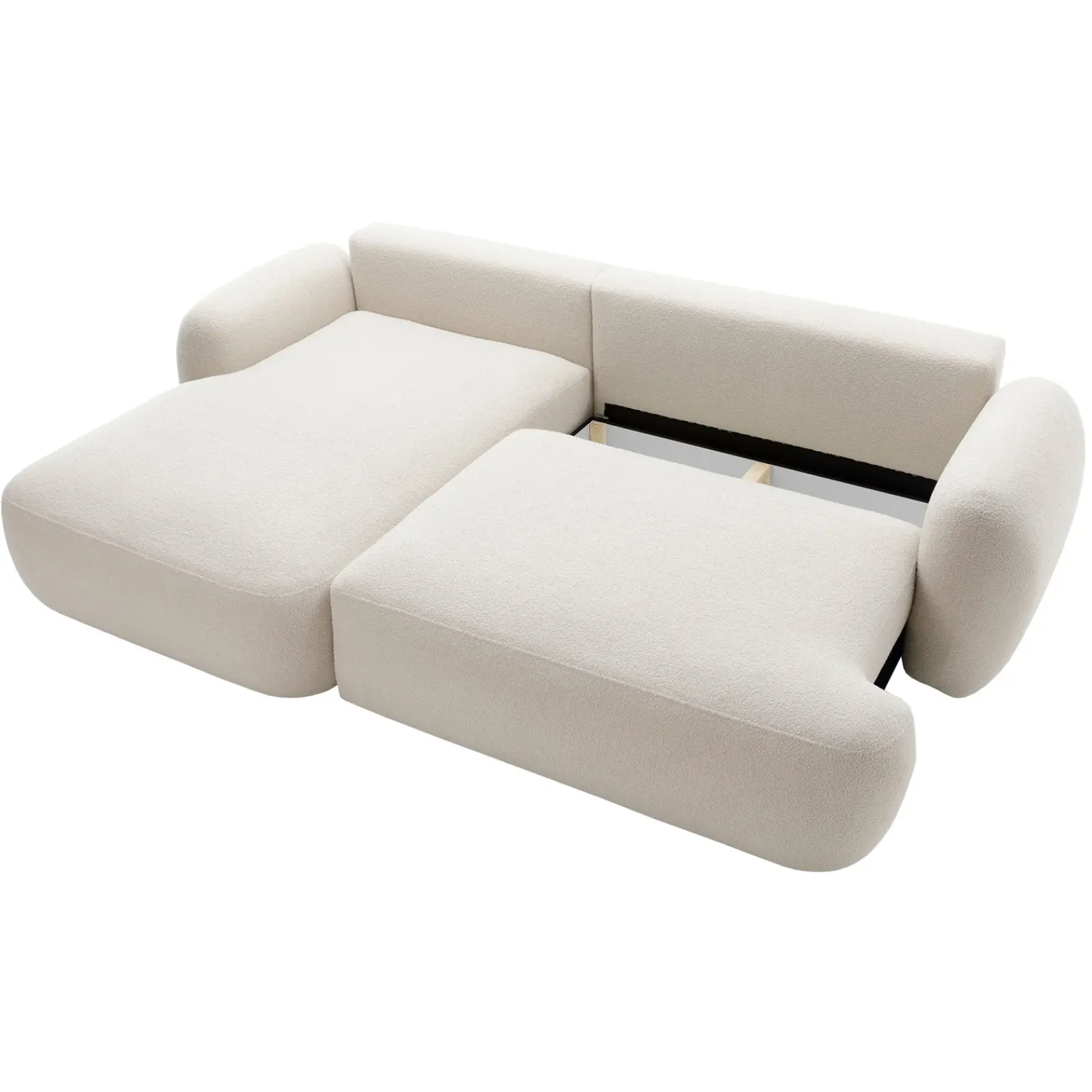 Garnero Arredamenti Divani Angolari|Divani Letto-Divano letto con angolo a sinistra 4 posti 275x175cm con contenitore imbottito beige Aurum