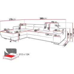 Garnero Arredamenti Divani Angolari|Divani Letto-Divano letto con angolo a sinistra 4 posti 280x170cm box contenitore velluto beige Elvio Tessuto Vellutato Manila Beige