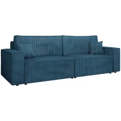 Garnero Arredamenti Divani Lineari|Divani Letto-Divano letto matrimoniale 3 posti 245x90cm velluto a coste blu Ploffy Velluto Poso Blu