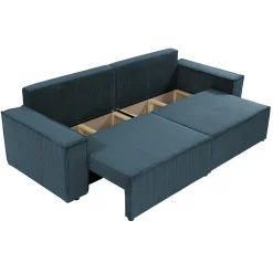 Garnero Arredamenti Divani Lineari|Divani Letto-Divano letto matrimoniale 3 posti 245x90cm velluto a coste blu Ploffy Velluto Poso Blu