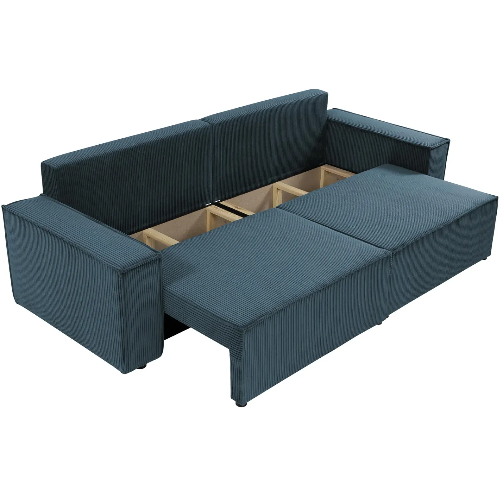 Garnero Arredamenti Divani Lineari|Divani Letto-Divano letto matrimoniale 3 posti 245x90cm velluto a coste blu Ploffy Velluto Poso Blu