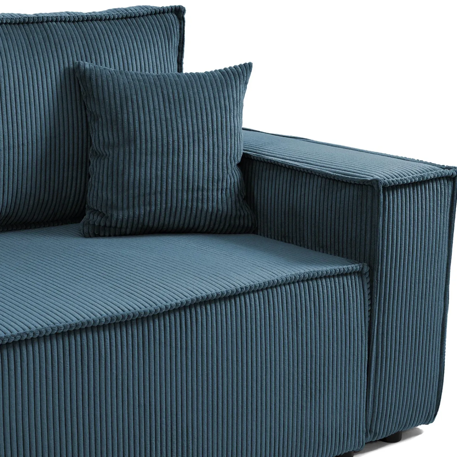 Garnero Arredamenti Divani Lineari|Divani Letto-Divano letto matrimoniale 3 posti 245x90cm velluto a coste blu Ploffy Velluto Poso Blu