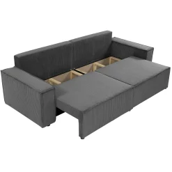Garnero Arredamenti Divani Lineari|Divani Letto-Divano letto matrimoniale 3 posti 245x90cm velluto a coste grigio antracite Ploffy Velluto Poso Antracite