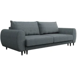 Garnero Arredamenti Divani Lineari|Divani Letto-Divano letto matrimoniale 3 posti 251x95cm tessuto grigio scuro Pluffy Tessuto Peluche Onega Grigio Scuro