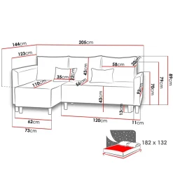 Garnero Arredamenti Divani Angolari|Divani Letto-Divano letto matrimoniale 3 posti 205cm grigio chiaro e scuro Connie