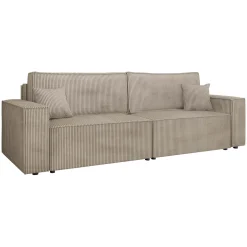 Garnero Arredamenti Divani Lineari|Divani Letto-Divano letto matrimoniale 3 posti 245x90cm velluto a coste tortora Ploffy Velluto Poso Tortora