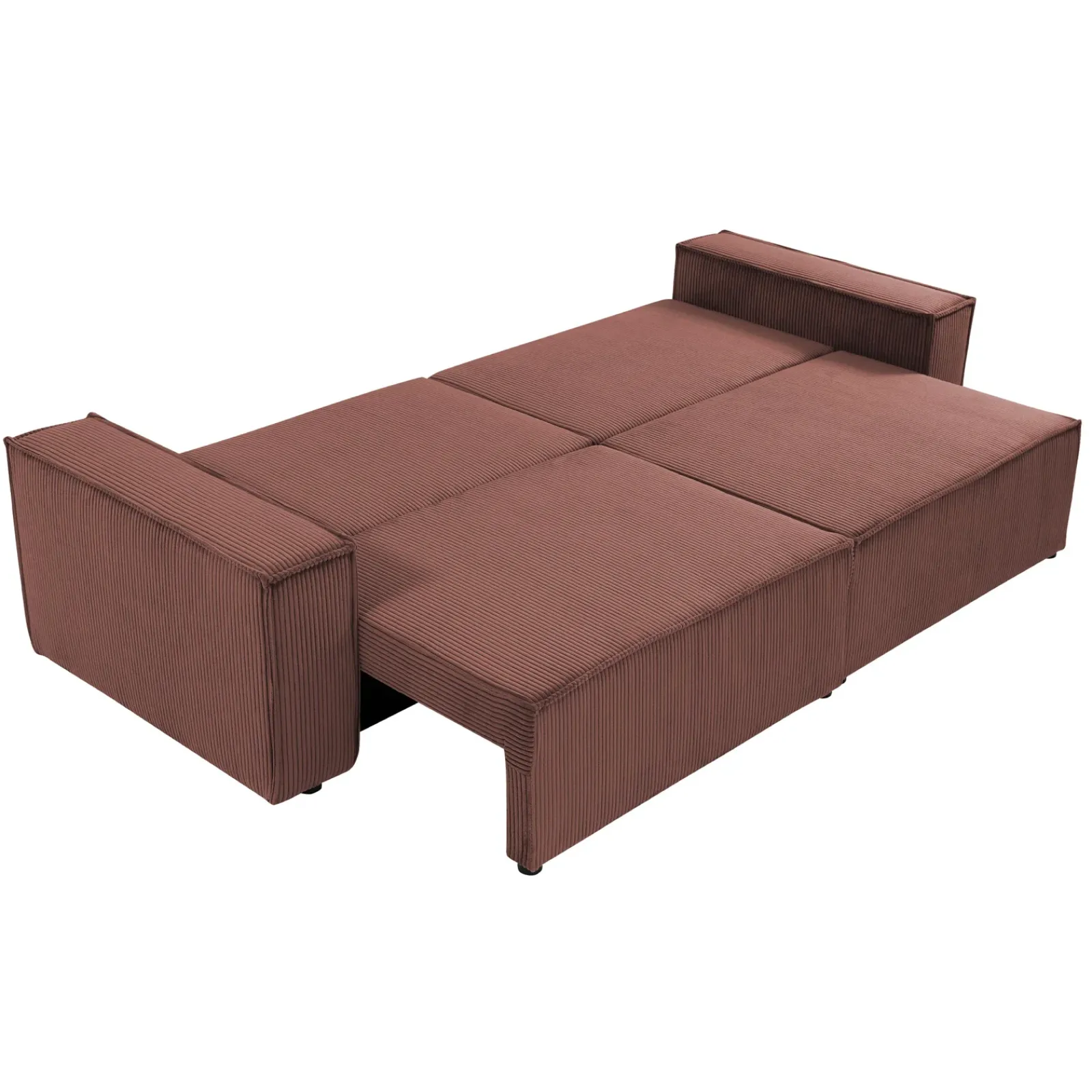 Garnero Arredamenti Divani Lineari|Divani Letto-Divano letto matrimoniale 3 posti 245x90cm velluto a coste rosa Ploffy Velluto Poso Rosa