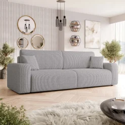 Garnero Arredamenti Divani Lineari|Divani Letto-Divano letto matrimoniale 3 posti 248x90cm velluto a coste grigio Slurp Velluto Poso Grigio