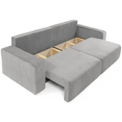 Garnero Arredamenti Divani Lineari|Divani Letto-Divano letto matrimoniale 3 posti 248x90cm velluto a coste grigio Slurp Velluto Poso Grigio
