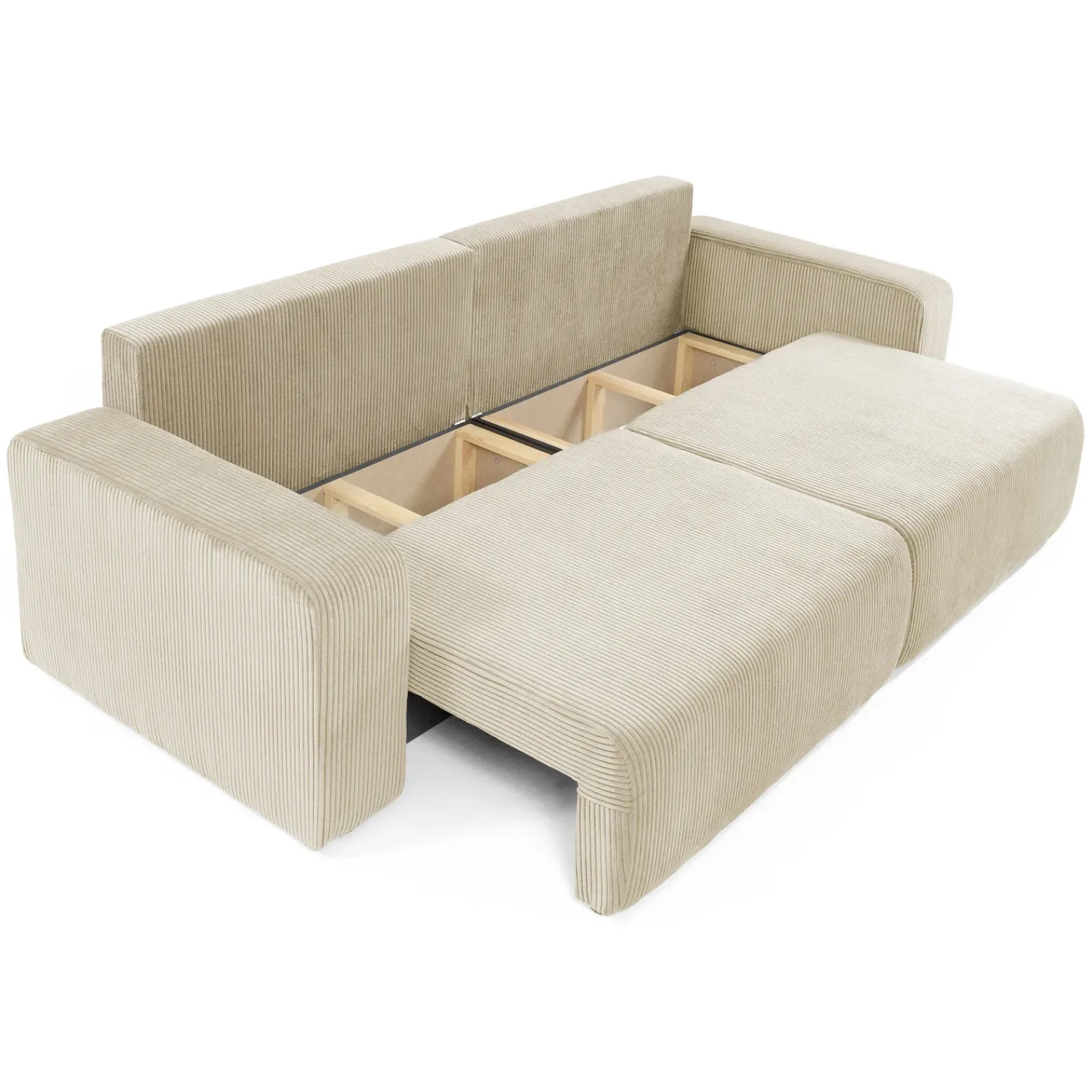 Garnero Arredamenti Divani Lineari|Divani Letto-Divano letto matrimoniale 3 posti 248x90cm velluto a coste beige Slurp Velluto Poso Beige