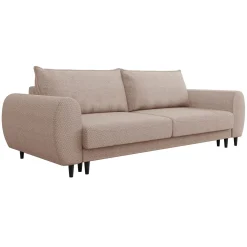 Garnero Arredamenti Divani Lineari|Divani Letto-Divano letto matrimoniale 3 posti 251x95cm tessuto rosa Pluffy Tessuto Peluche Onega Rosa