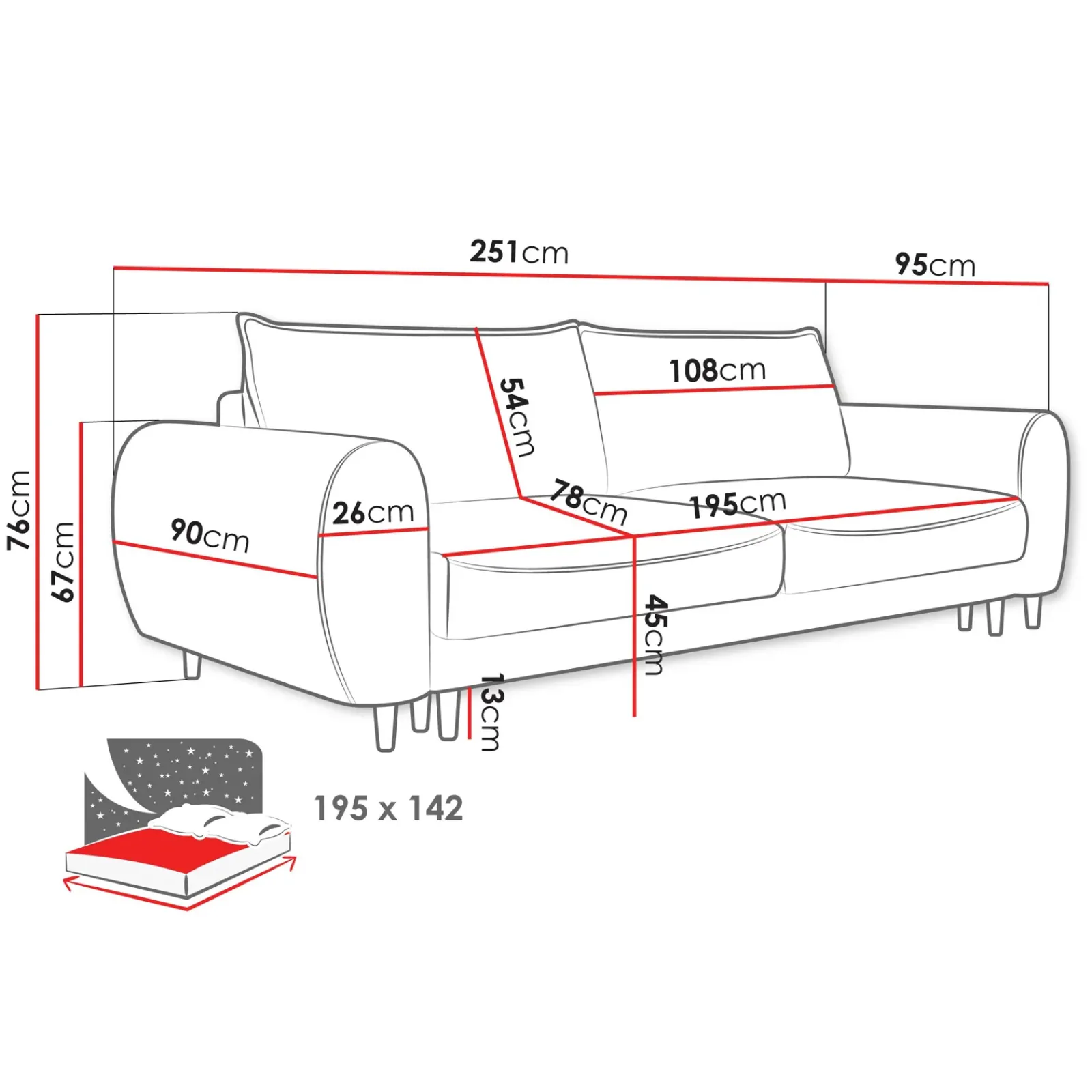 Garnero Arredamenti Divani Lineari|Divani Letto-Divano letto matrimoniale 3 posti 251x95cm tessuto rosa Pluffy Tessuto Peluche Onega Rosa