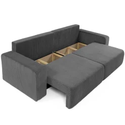 Garnero Arredamenti Divani Lineari|Divani Letto-Divano letto matrimoniale 3 posti 248x90cm velluto a coste grigio antracite Slurp Velluto Poso Antracite