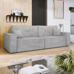 Garnero Arredamenti Divani Lineari|Divani Letto-Divano letto matrimoniale 3 posti 245x90cm velluto a coste grigio Ploffy Velluto Poso Grigio